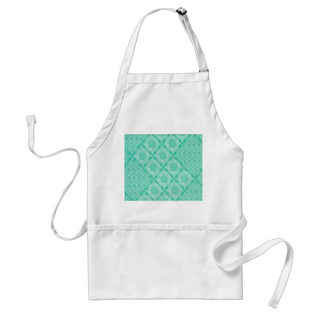White Apron with Green Quilt Design Patch (Front)