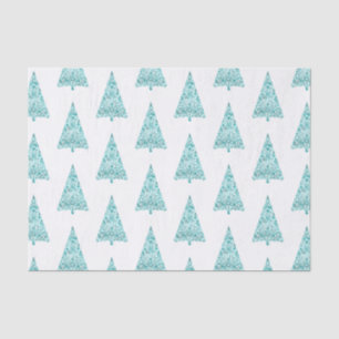 White Aqua Blue Sparkle Christmas Tree Tissue Paper