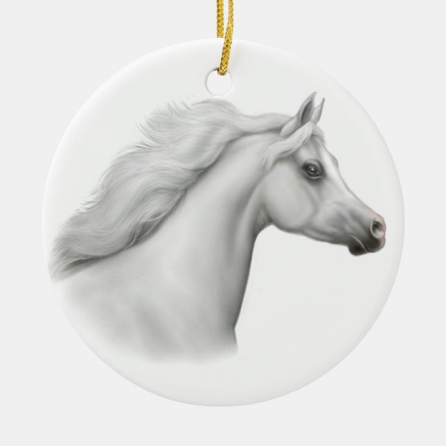 White Arabian Horse Ornament (Front)