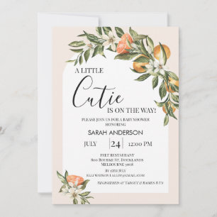 White Arch Clementine Little Cutie Baby Shower Invitation