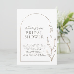 White Arch Script Text Bridal Shower Invitation