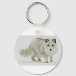 White Arctic Fox Blends Into The Snow Key Ring