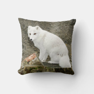 White arctic fox cushion