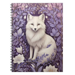 White Arctic Fox Lavender William Morris Flowers Notebook