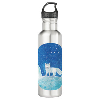White Arctic Fox (Vulpes lagopus) Illustration  710 Ml Water Bottle