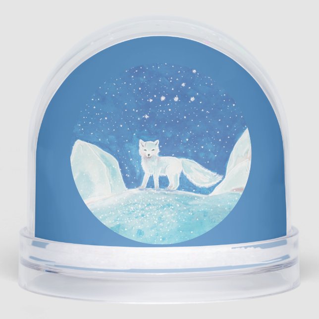 White Arctic Fox (Vulpes lagopus) Illustration  Snowglobe (Front)