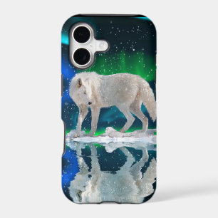 White Arctic Wolf & Northern Lights iPhone 5 Case
