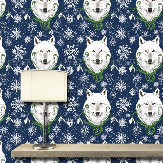 White Arctic Wolf Snowdrop Flowers Wallpaper (Creator Uploaded)