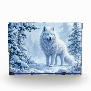White Arctic wolf winter landscape design Photo Block