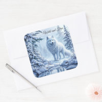 White Arctic wolf winter landscape design