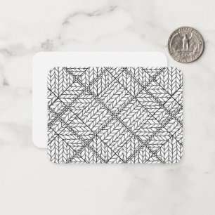 WHITE ARGYLE KNIT 3.5x2.5 Flat Card / Horizontal