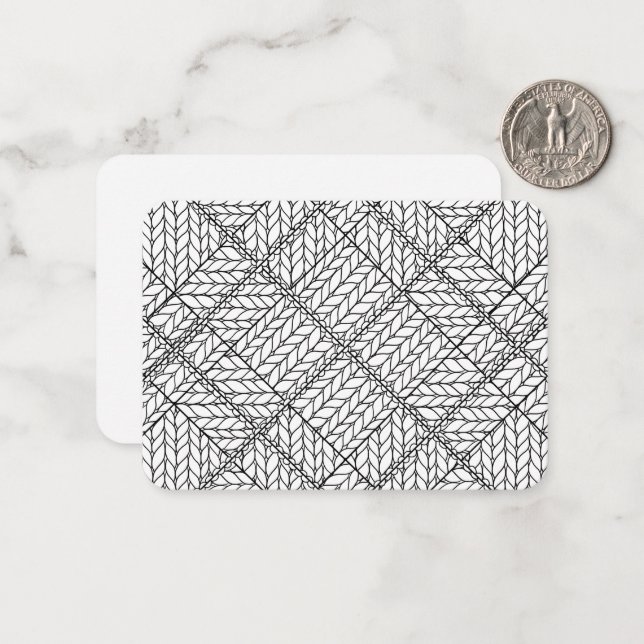 WHITE ARGYLE KNIT 3.5x2.5 Flat Card / Horizontal (Front/Back In Situ)