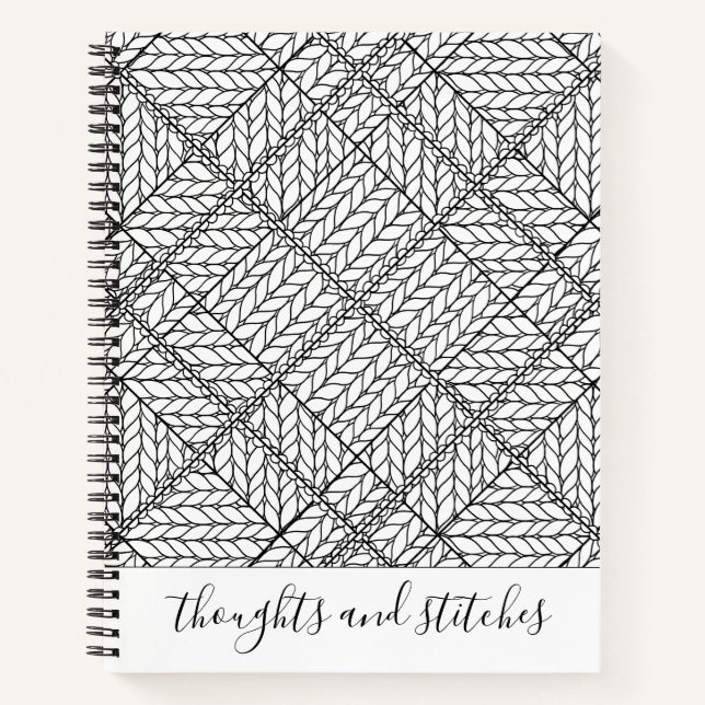 WHITE ARGYLE KNIT 8.5x11 Notebook + Text  (Front)