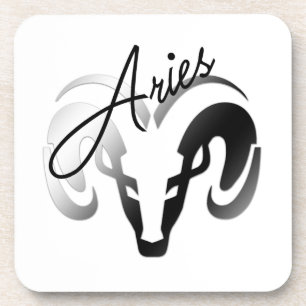 White Aries the Ram Zodiac Coaster