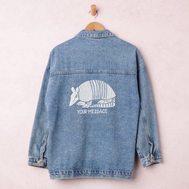 White Armadillo Personalised Graphic Denim Jacket (Hangar)