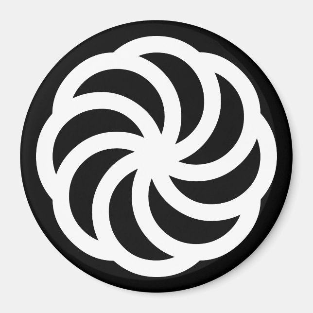 White Armenian Eternity Symbol on Black Magnet (Front)
