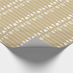 White Arrows on Classic Khaki Wrapping Paper
