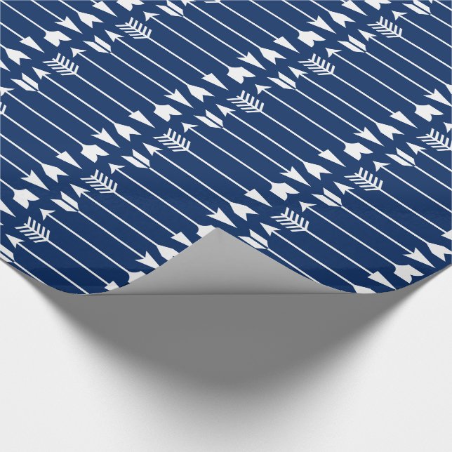 White Arrows on Navy Blue Wrapping Paper (Corner)