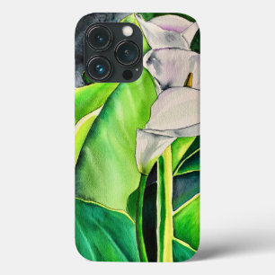 White Arum Lily watercolor tropical floral iPhone 13 Pro Case