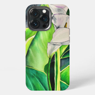 White Arum Lily watercolor tropical floral iPhone 13 Pro Case