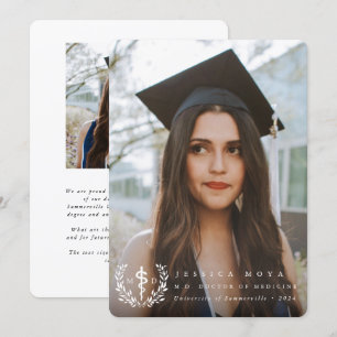White Asclepius MD Doctor of Medicine Graduation Announcement