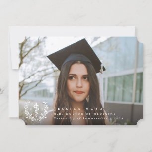 White Asclepius MD Doctor of Medicine Graduation Announcement