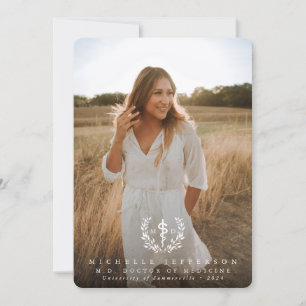 White Asclepius MD Doctor of Medicine Graduation Announcement