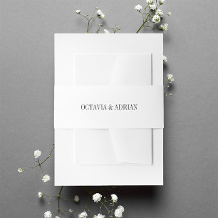 White + Ash Black Lettering Wedding Invitation Belly Band