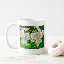 White Asiatic Lilies Mug
