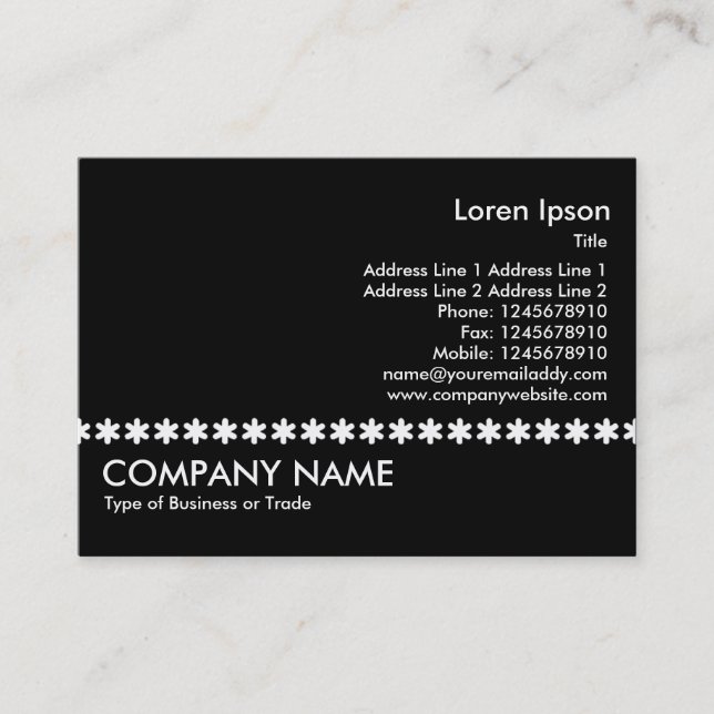 White Asterisk Line - Black Business Card (Front)