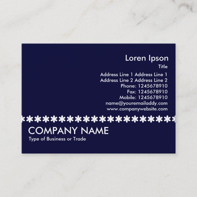 White Asterisk Line - Navy Blue Business Card (Front)