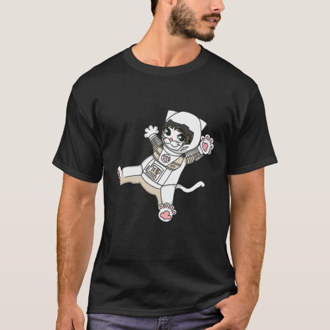 White Astronaut Cat T-Shirt (Front)