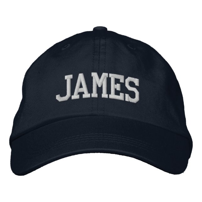 White Athletic Block Monogram Custom Name Embroidered Hat (Front)
