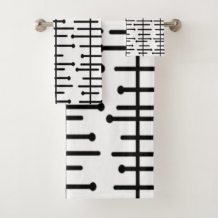 White Atomic Lines  Bath Towel Set