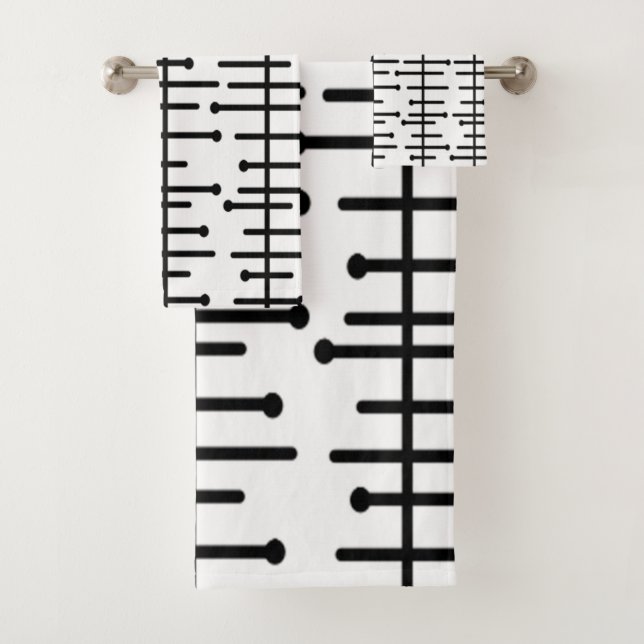 White Atomic Lines  Bath Towel Set (Insitu)