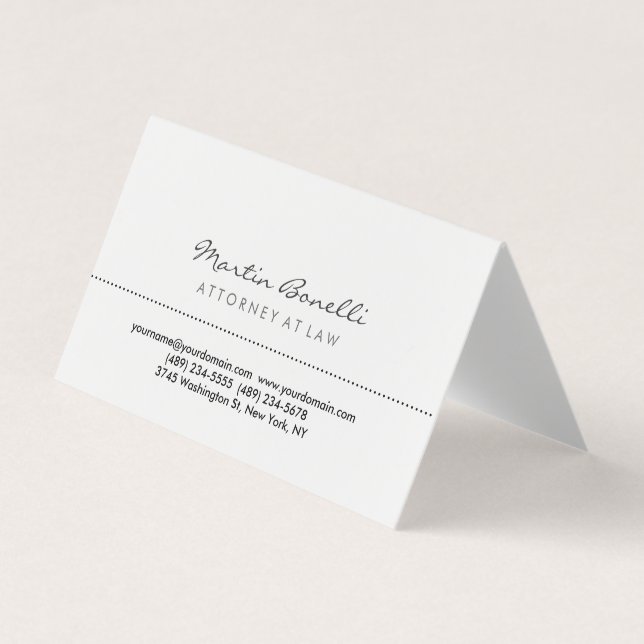 White Attorney at Law Excellent Traditional Simple Business Card (Front)