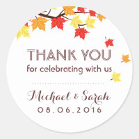 White Autumn Maple Leaves Fall Thank You Sticker