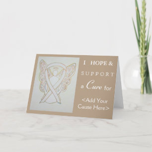 White Awareness Ribbon Angel Art Greeting Cards
