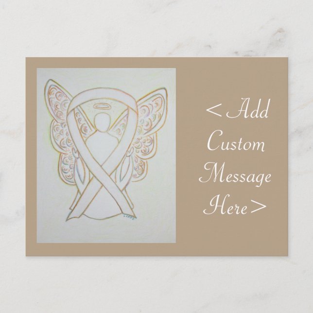 White Awareness Ribbon Angel Custom Postcard (Front)
