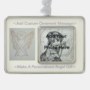 White Awareness Ribbon Angel Holiday Ornaments