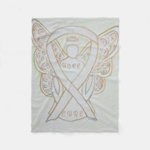 White Awareness Ribbon Angel Hope Cure Blanket