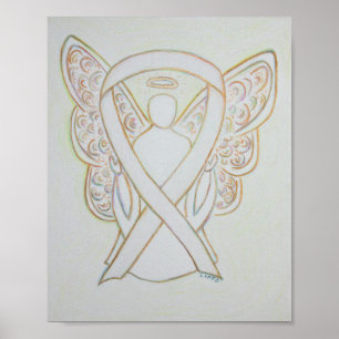 White Awareness Ribbon Angel Poster Art Print
