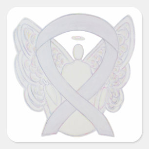 White Awareness Ribbon Angel Sticker Decals