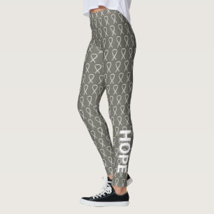 White Awareness Ribbon Art Custom Words Leggings