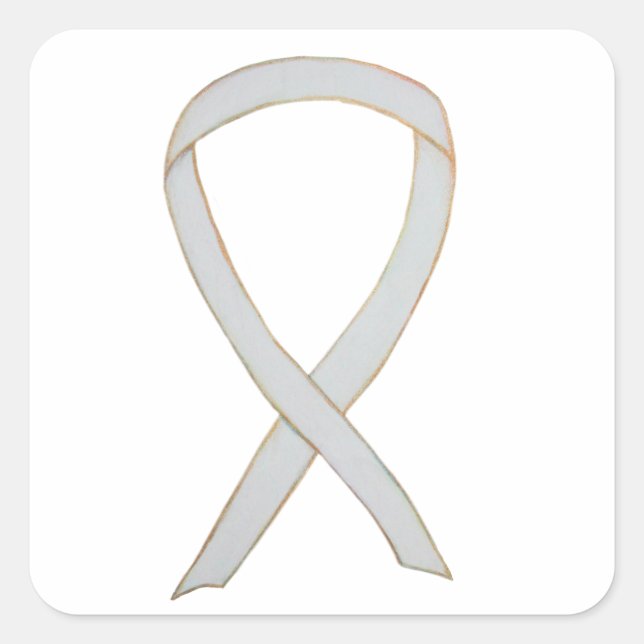 White Awareness Ribbon Art Sticker Decals (Front)
