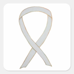 White Awareness Ribbon Art Sticker Decals
