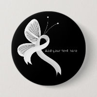 White Awareness Ribbon Butterfly Button