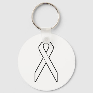 White Awareness Ribbon Key Ring