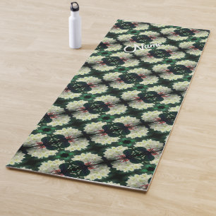 White Azalea Flower Abstract Pattern Personalised  Yoga Mat