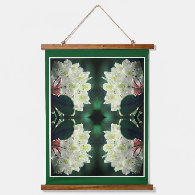 White Azalea Flower With Raindrops Abstract Hanging Tapestry (Front)